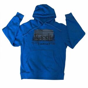 Ariat Hoodie Sweatshirt Land Of The Free Workwear Logo Blue Men’s Medium